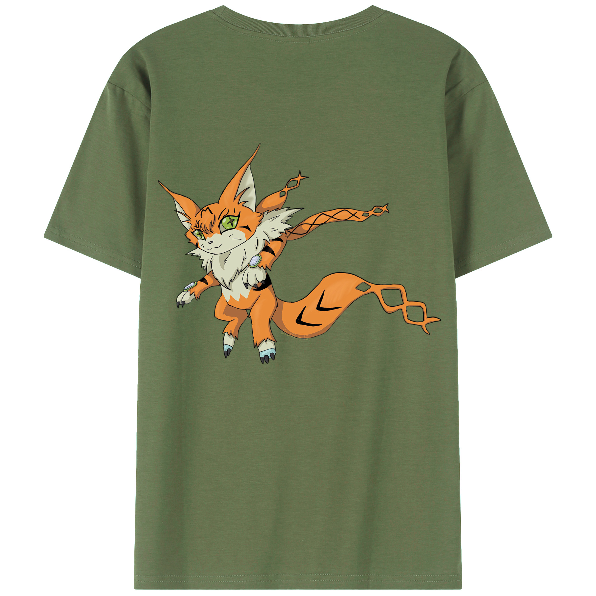 （画像用） Digimon デジタルモンスター/デジモン 綿100％ メンズ半袖Tシャツ（バックプリント） 通気性